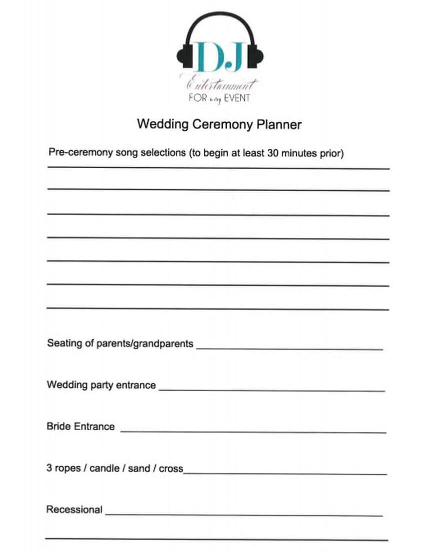 Wedding Ceremony Planning Form
